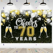 Cheers to 70 Years Backdrop 70th Birthday Photography Background Banner Cheers to 70th Anniversary Party Outdoor Indoor Banner Decorations